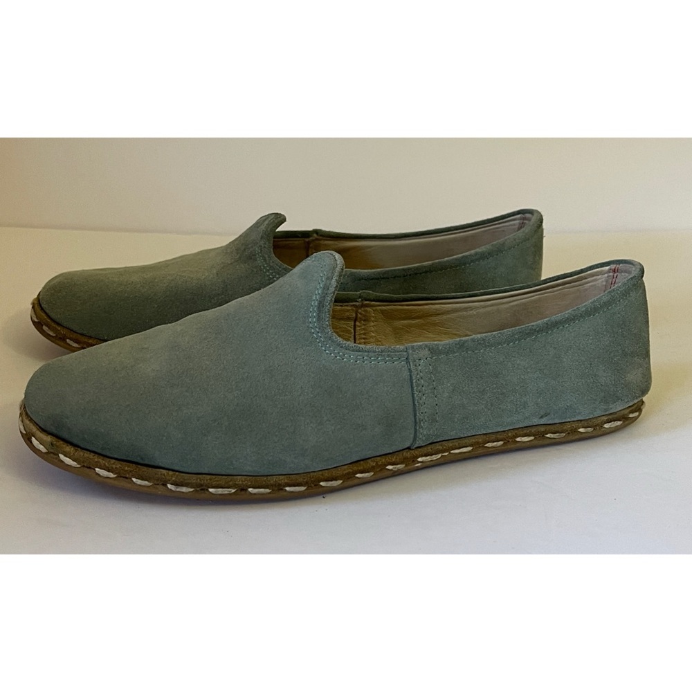 Sabah Shoes Men’s Size Eu 42 Pepé Green Suede Leather Slip On Made in Turkey